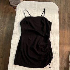 Zara Classic black mini Black Ruched adjustable side Dress